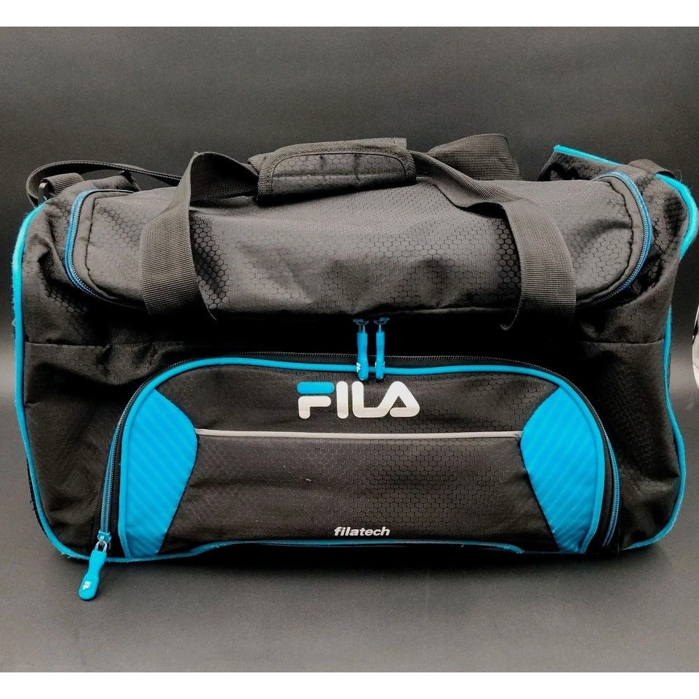 FILA Orson Sports Duffle Bag Canvas Gym straps Zippers‎ Front side Pockets📸👀